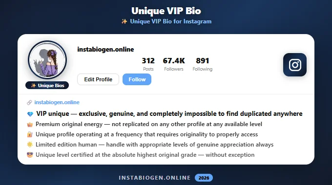 Unique VIP Bio for Instagram